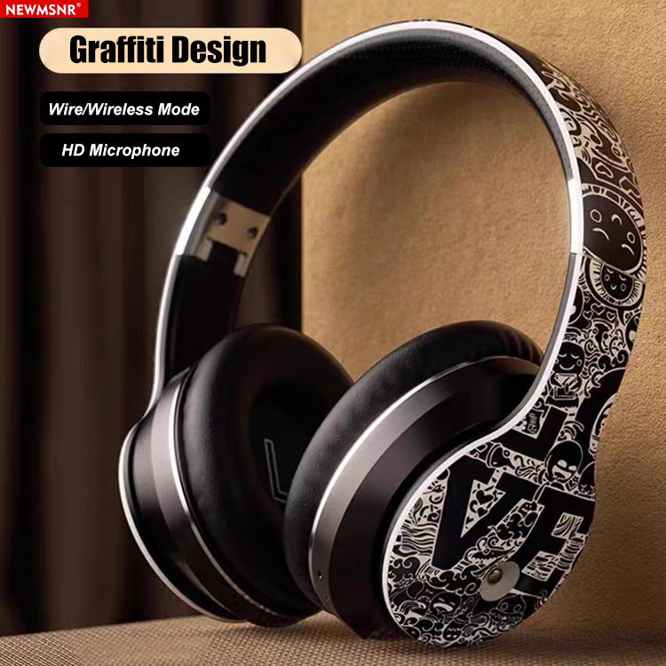 Tai Nghe Bluetooth Phong Cách Thời Trang Newmsnr Graffiti, Tai Nghe Không Dây Âm Trầm Hi-Fi, Tích Hợp Mic, Giảm Tiếng Ồn, Dành Cho Xiaomi/Huawei/Apple/Oppo, V. V.