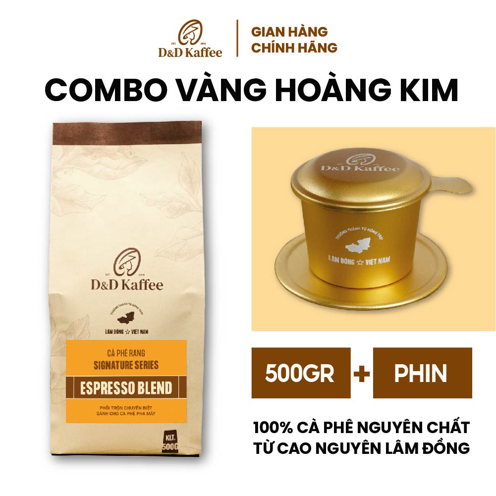 Cà phê espresso blend gói 500gr + phin, cà phê nguyên chất 100% rang mộc - d&d kaffee