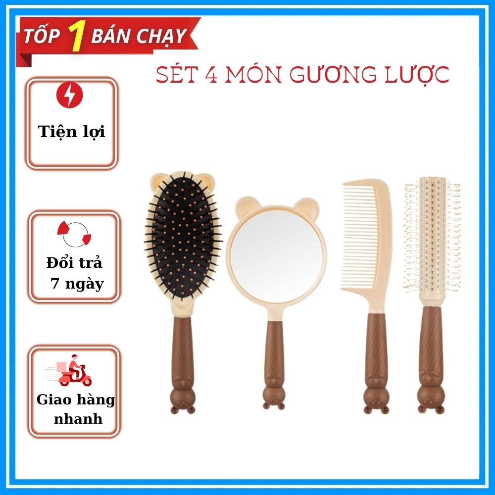 Sét 4 món gương lược cầm tay tiện lợi
