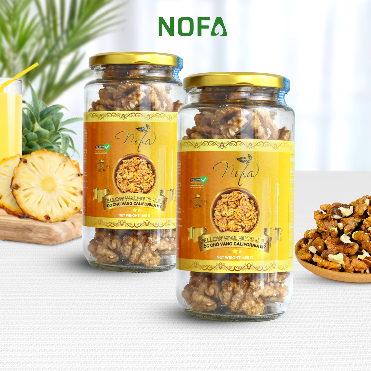 Hạt óc chó vàng sấy nguyên vị Nofa hạt dinh dưỡng tốt cho mẹ khỏe cho bé - Hàng nhập khẩu Mỹ