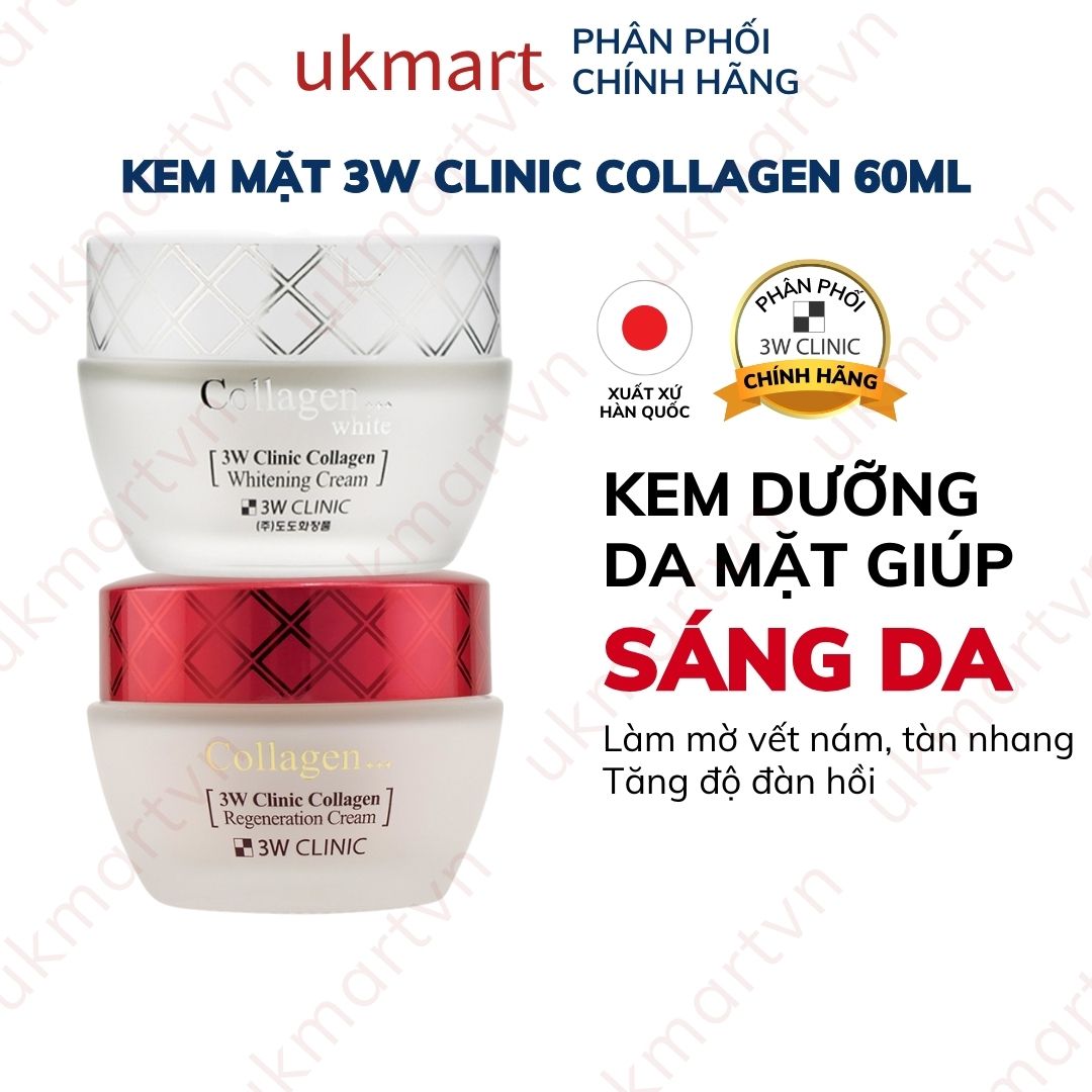 Kem Mặt 3W Clinic Trắng / Đỏ Dưỡng Trắng Da Chống Lão Hóa Collagen Whitening 60ml