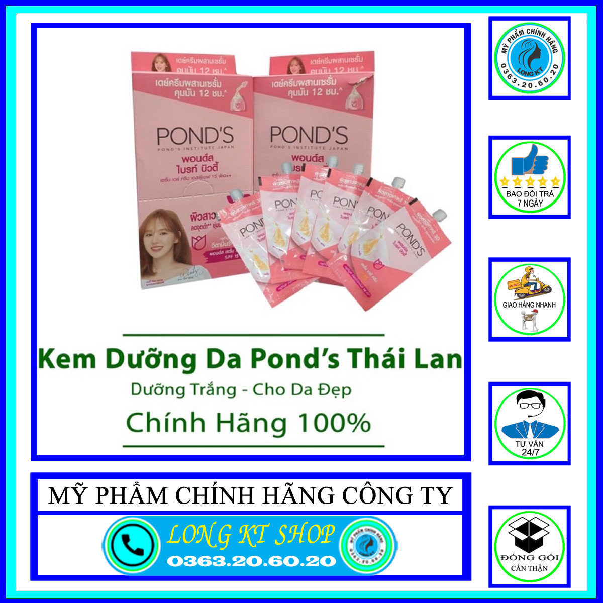 [Hàng thái lan]  Kem Dưỡng Trắng Da Chống Nắng Ponds Bright Beauty Spf 15 Pa++ Thái Lan 7g