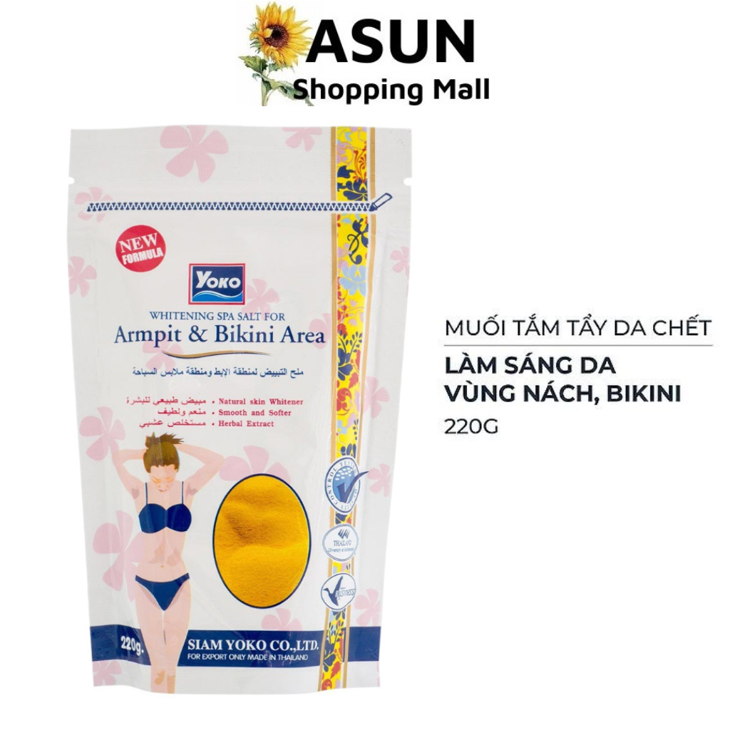 Muối tắm tẩy tế bào chết làm sáng da vết thâm vùng nách và bikini yoko 220g
