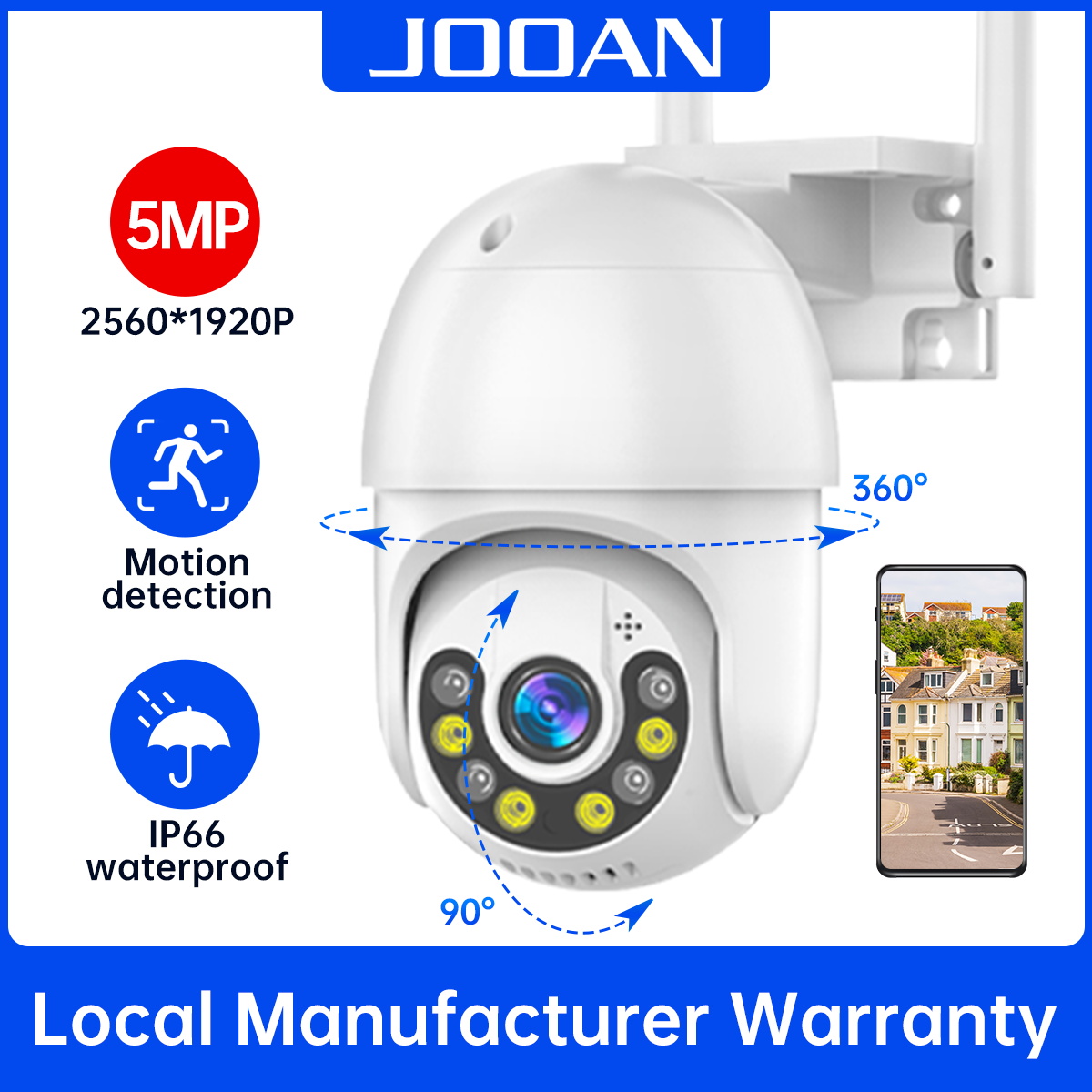 Jooan cctv camera outdoor wifi connect to cellphone 2 years warranty wireless outdoor ip security 5MP 3MP 2MP 1080P 360 panoramic