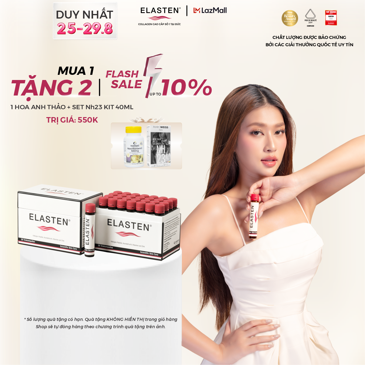 Collagen Elasten Giúp Da Căng Mịn, Chống Lão Hóa, Tóc Chắc Khỏe - Collagen Hàng Đầu Tại Đức- Combo 2 hộp