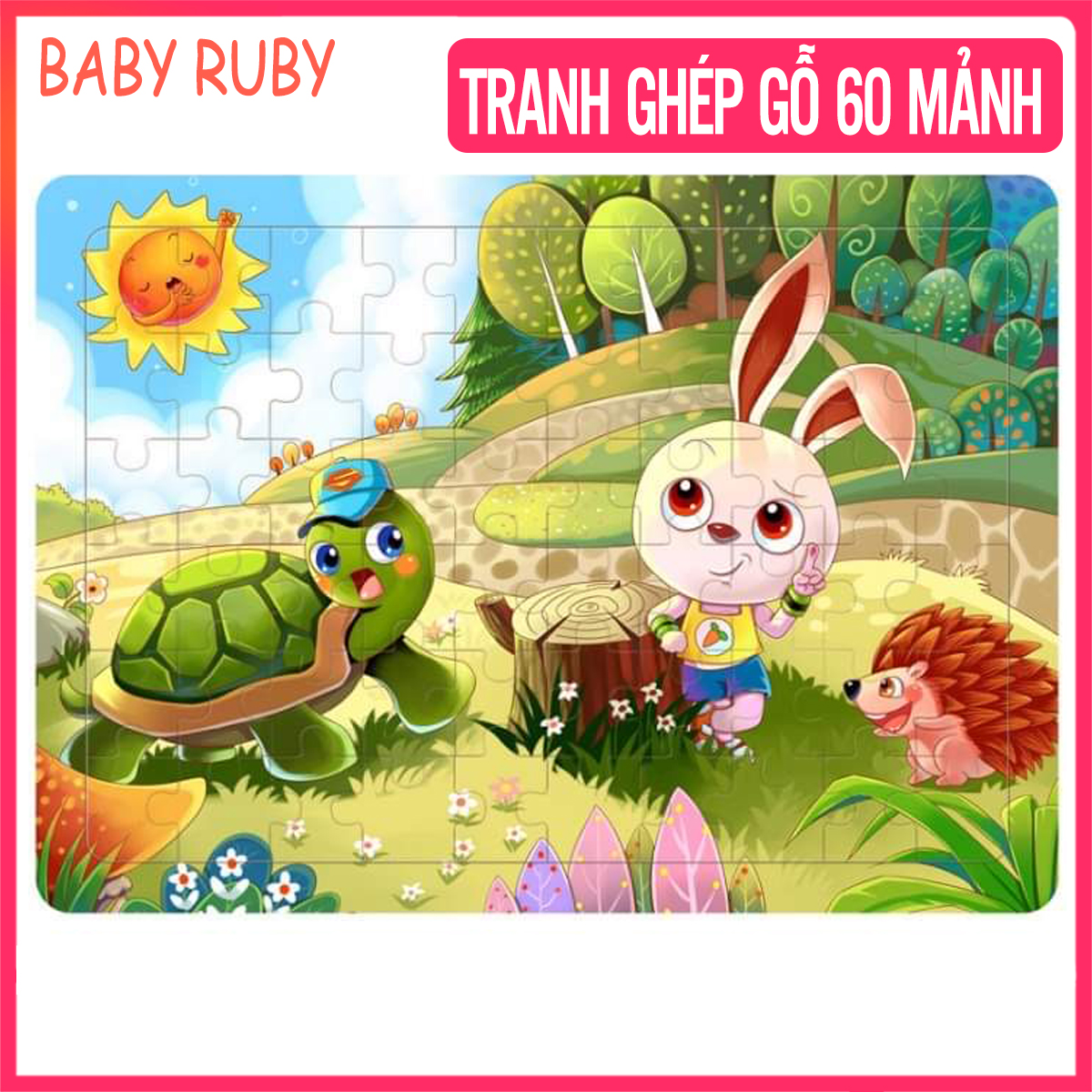 Tranh Ghép Hình Cho Bé - 60 Mảnh Ghép, Có Hình Ghép Mẫu - ghép hình cho bé, xếp hình cho bé, bộ xếp hình cho bé, tranh ghép 60 miếng - Baby Ruby