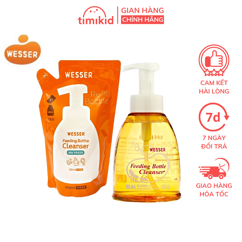 Nước rửa bình sữa wesser mẫu mới- chai 500ml/ túi 500ml