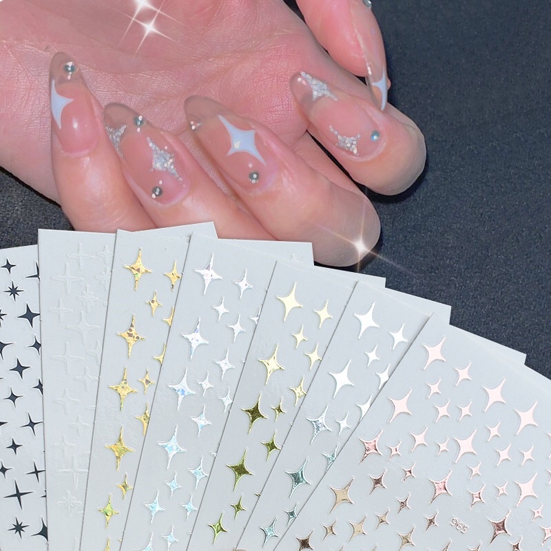 Sticker 3d lấp lanh miếng dán móng tay nail