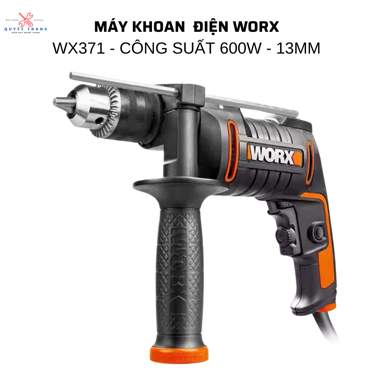 Máy khoan điện cầm tay Worx đầu kẹp 13mm công suất lớn 600W 3 chức năng khoan có búa bảo hành 6 tháng