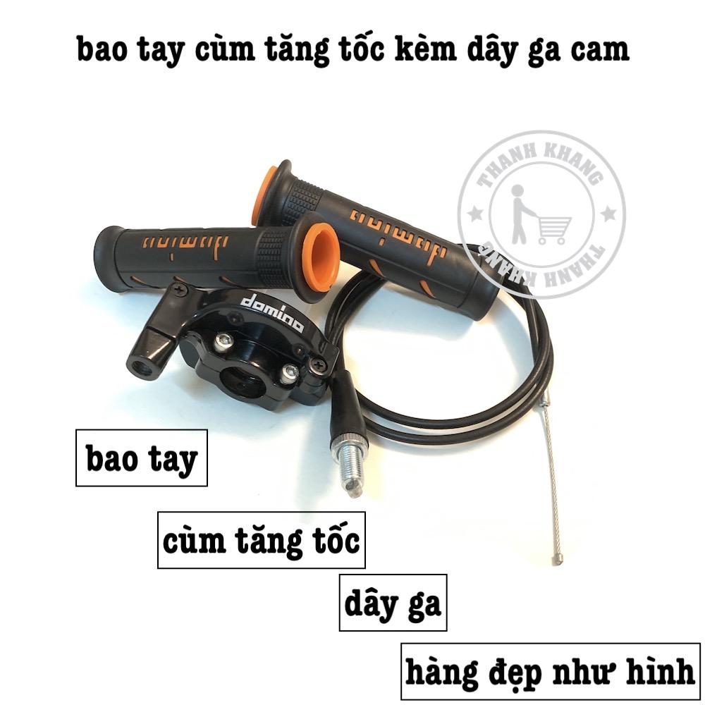 Bao tay xe máy domino màu cam cùm tăng tốc kèm dây ga thanh khang 006001611