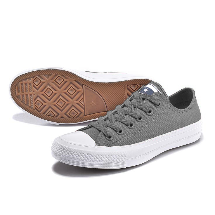 Giày sneaker thể thao vải canvas ck2 cổ thấp nữ màu xám nhạt