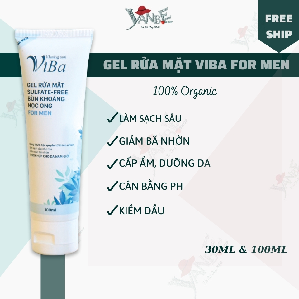 Sữa rửa mặt kiềm dầu và kiểm soát bả nhờn Viba với bùn khoáng nọc ong giúp loại bỏ bụi bẩn, làm sạch sâu dịu nhẹ 30ml _ Yanbe_shop
