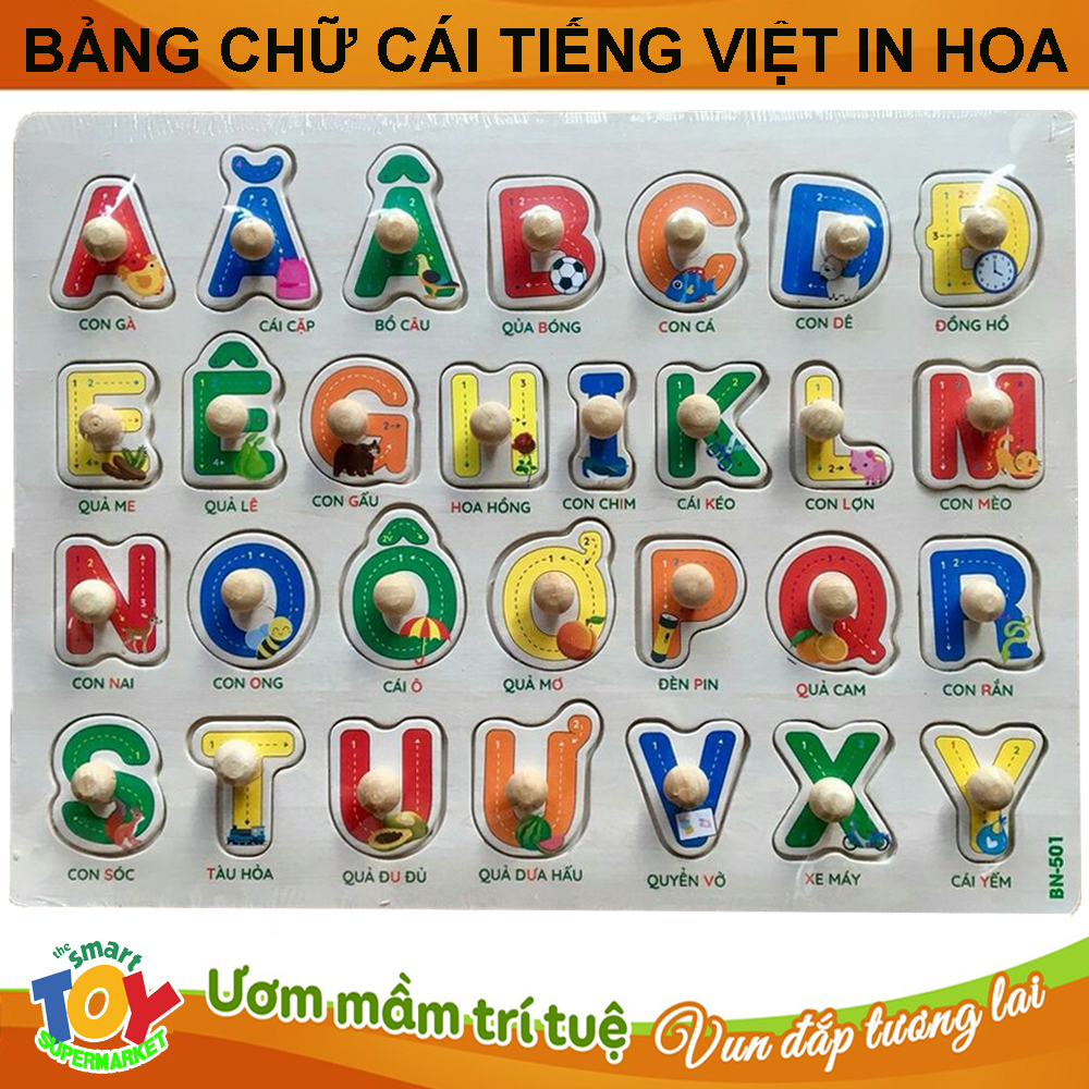 Bảng Ghép Chữ Cái Tiếng Việt In Hoa Và In Thường Có Núm Cầm Và Hình Minh Họa Cùng Hình Ảnh Ở Dưới – Giúp Bé Làm Quen Với Những Chữ Cái Đầu Tiên