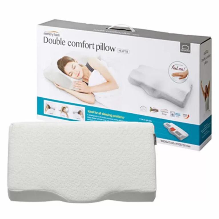 Gối Memory Foam 50D Hình chữ nhật Lock&Lock Trắng HLW114/ Chiều dài 63cm/ Chống đau mỏi vai gáy/ Dòng gối cap cấp Lock&lock