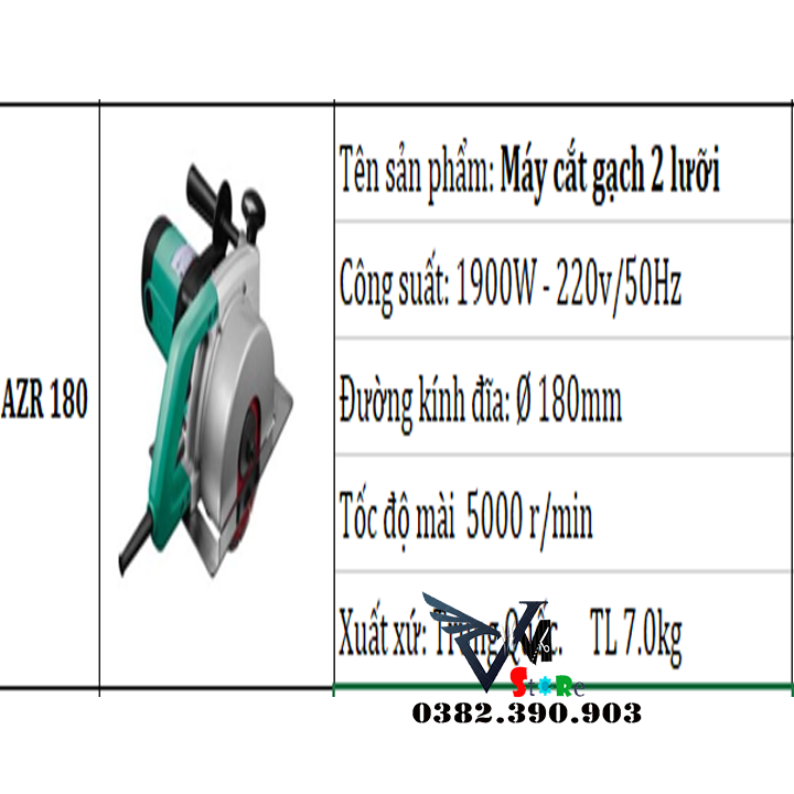 Máy cắt rãnh tường 1900w dca azr 180 - máy cắt gạch 180mm