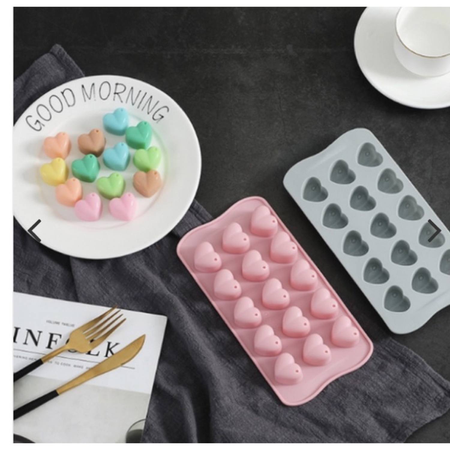 Khuôn silicon đổ sô cô la/ thạch/ kẹo dẻo hình trái tim