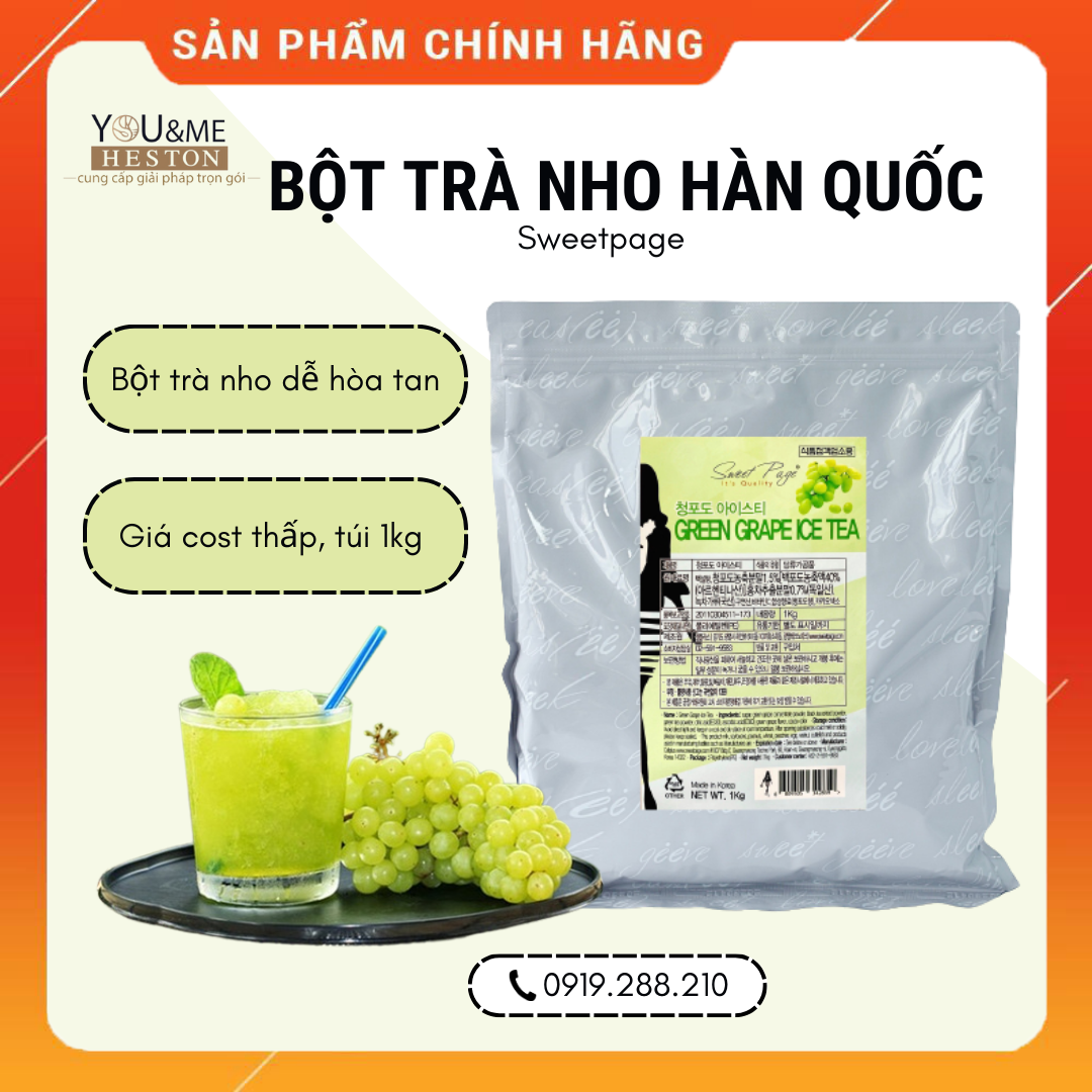 Bột trà nho xanh hòa tan hiệu Sweet Page 1KG Hàn Quốc