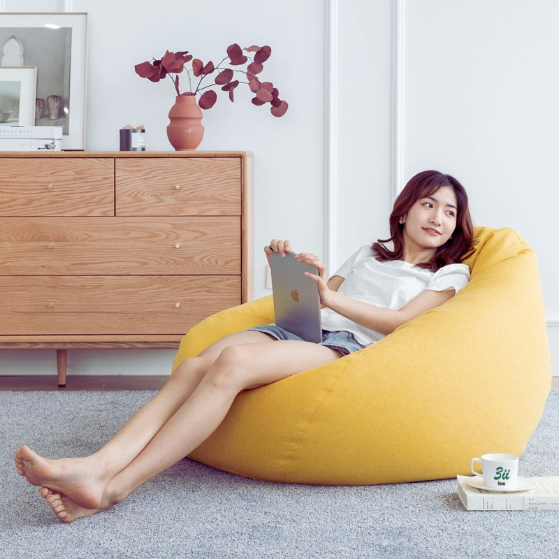 Ghế lười hạt xốp 3ii Home hình trái lê size lớn chất liệu vải nhung gân cao cấp