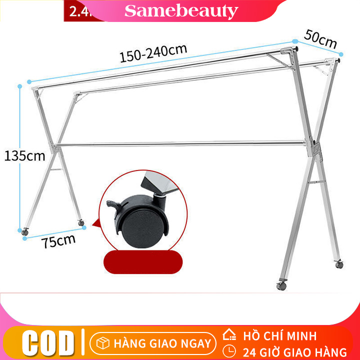 Sào phơi đồ Sào phơi quần áo Giá Treo Quần Áo INOX Bằng Giàn phơi đồ Giá Sân phơi sàn trong nhà ban công linh hoạt mở ra và xếp vào Thanh lý Giàn Phơi Quần Áo kiểu dáng giá phơi phơi và treo đồ tốt