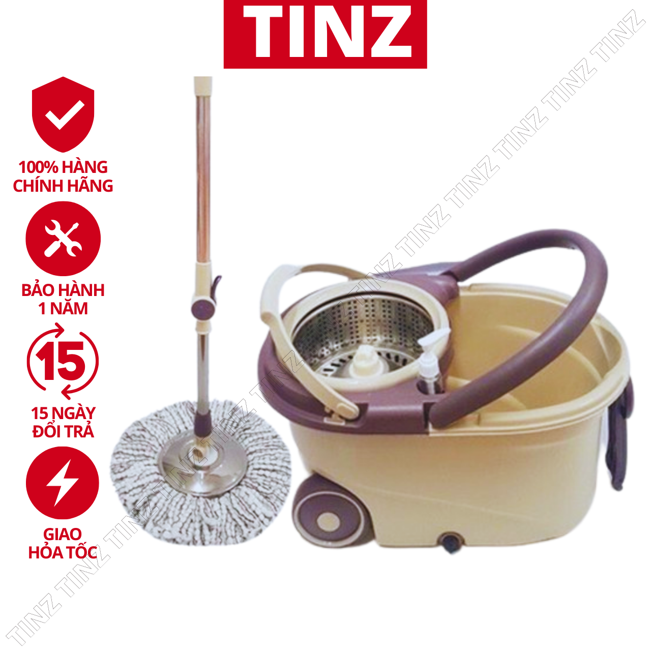 Cây lau nhà, bộ chổi lau nhà thông minh 360 độ TINZ|Mã Xdot1