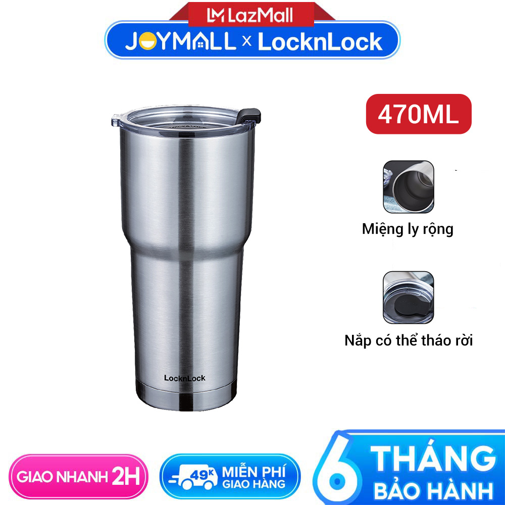 Ly giữ nhiệt LocknLock Swing Tumbler LHC4136SLV 470ml , Hàng chính hãng, thép không gỉ 304 - JoyMall