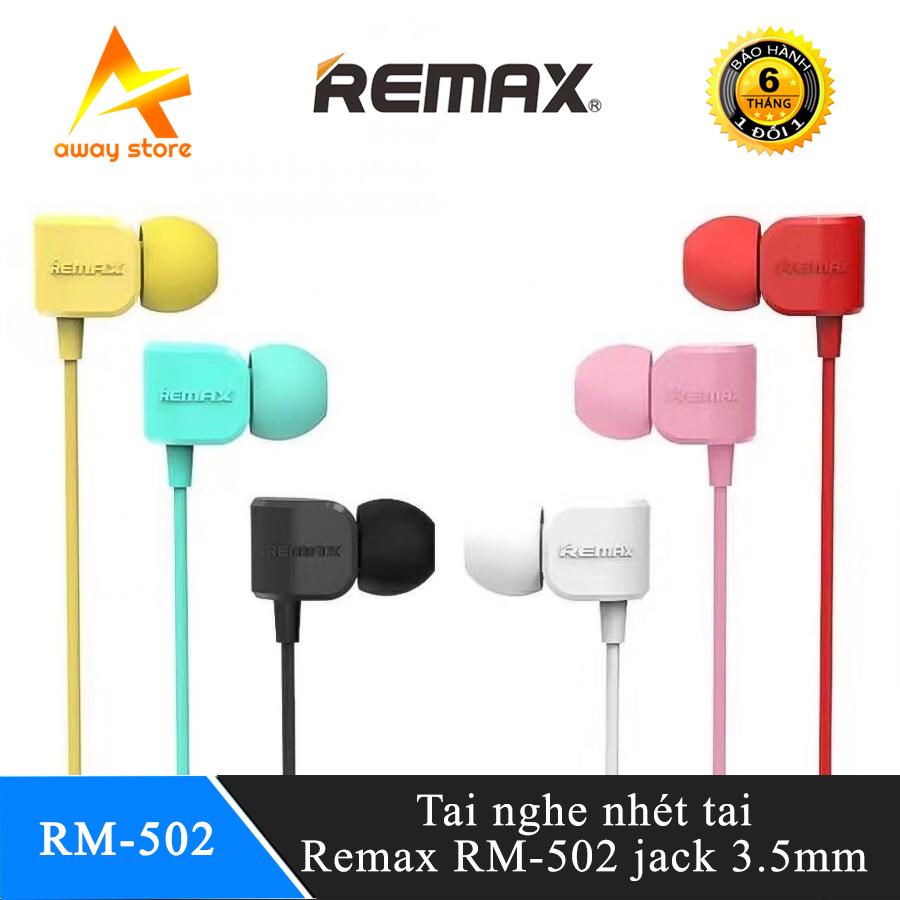 Tai nghe hiệu Remax RM-502 Chính hãng, thiết kế nhỏ gọn, hợp thời trang, ỗ trợ Mic, Pause, Next đầy đủ cùng các nút tai nhét mềm mại, dễ chịu khi sử dụng