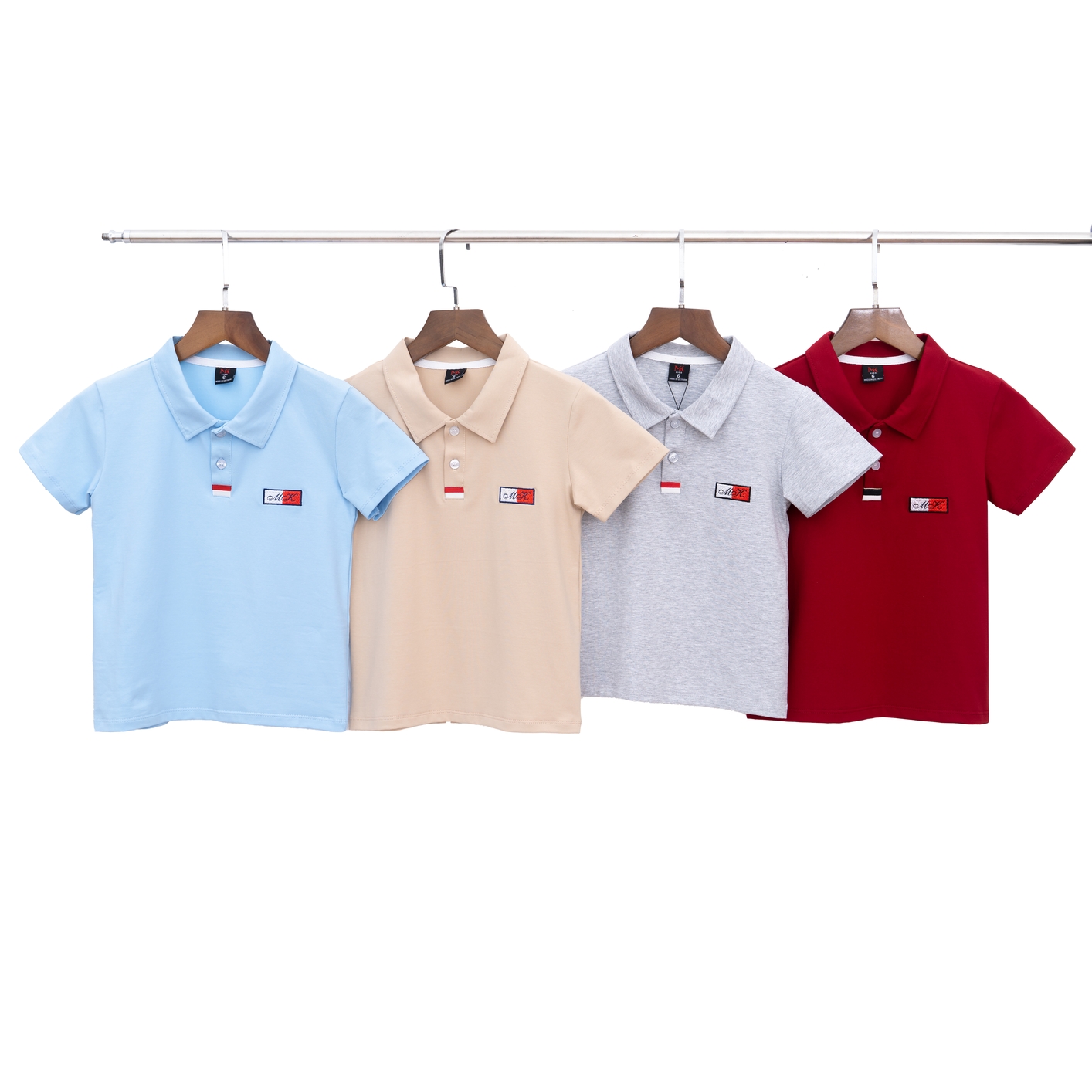 Áo thun polo cổ bẻ tay ngắn bé trai thêu MK (từ 14kgđến 42kg)