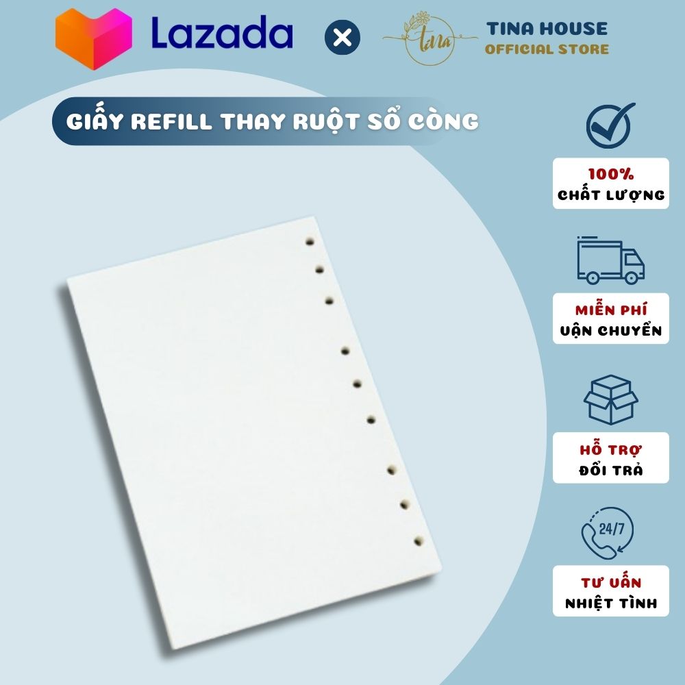 Giấy refill sổ còng dày 100gsm caro/kẻ ngang/trơn/chấm dot - ruột sổ còng giấy refill 4 6 9 20 26 30 lỗ giấy trắng ngà