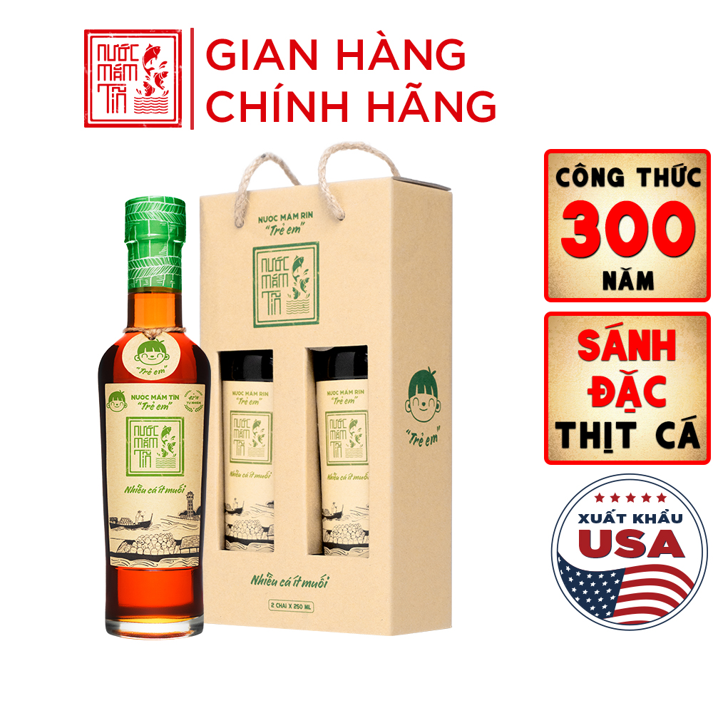 01 Chai Nước mắm Tĩn Trẻ Em nhãn xanh độ đạm 42N chai thủy tinh 250ml nguyên chất truyền thống sạch không chất bảo quản
