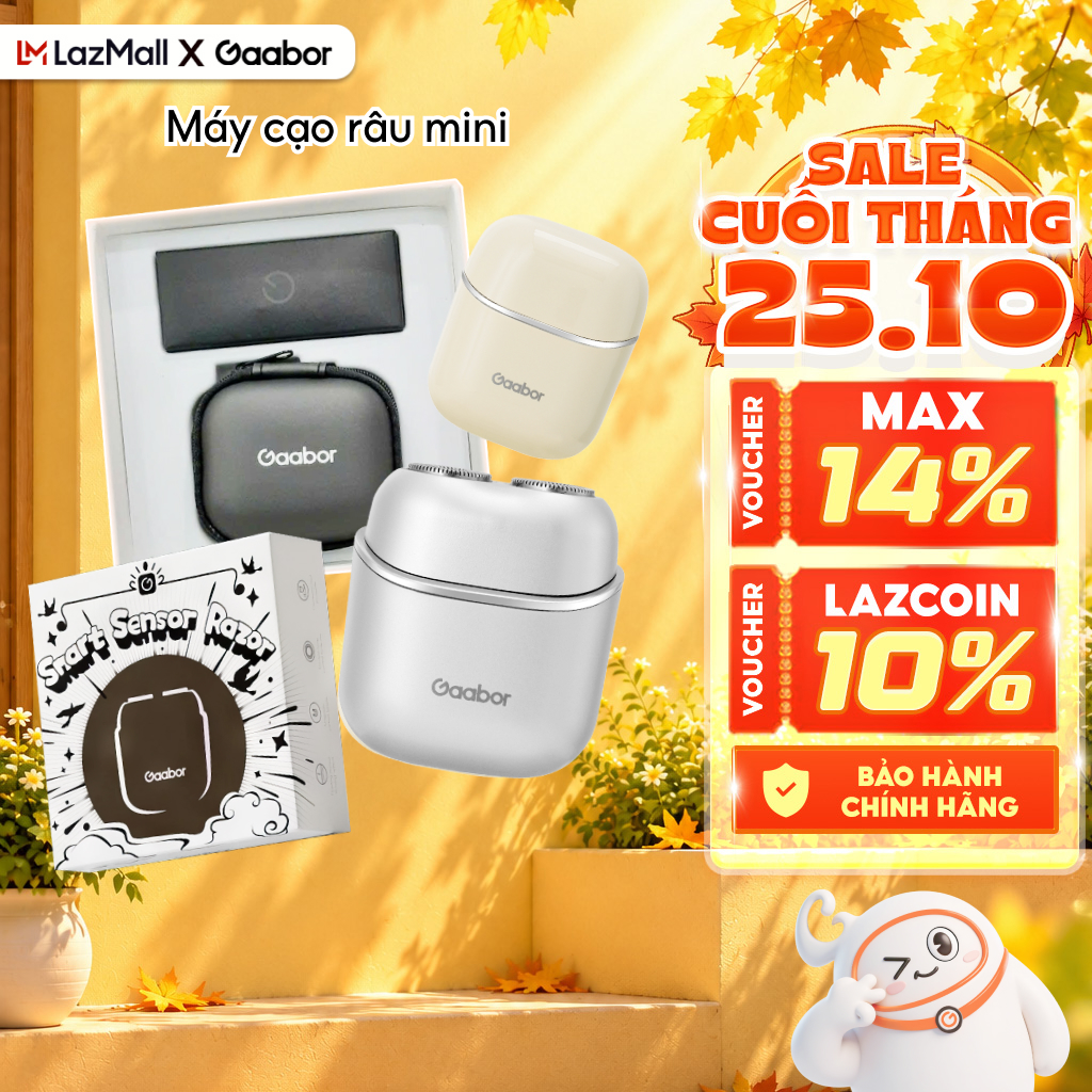 Máy cạo râu mini Gaabor ER-T01 đầu cạo 3D ôm vòng, chống nước IPX7, thiết kế nhỏ gọn dễ dàng mang đi, tặng kèm hộp làm quà - Bảo hành 1 đổi 1