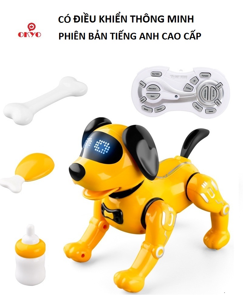 Đồ chơi robot điều khiển từ xa chú chó thông minh, có sạc, nói tiếng Anh, đồ chơi mô hình tương tác bằng cử chỉ giúp trẻ phát triển trí tuệ