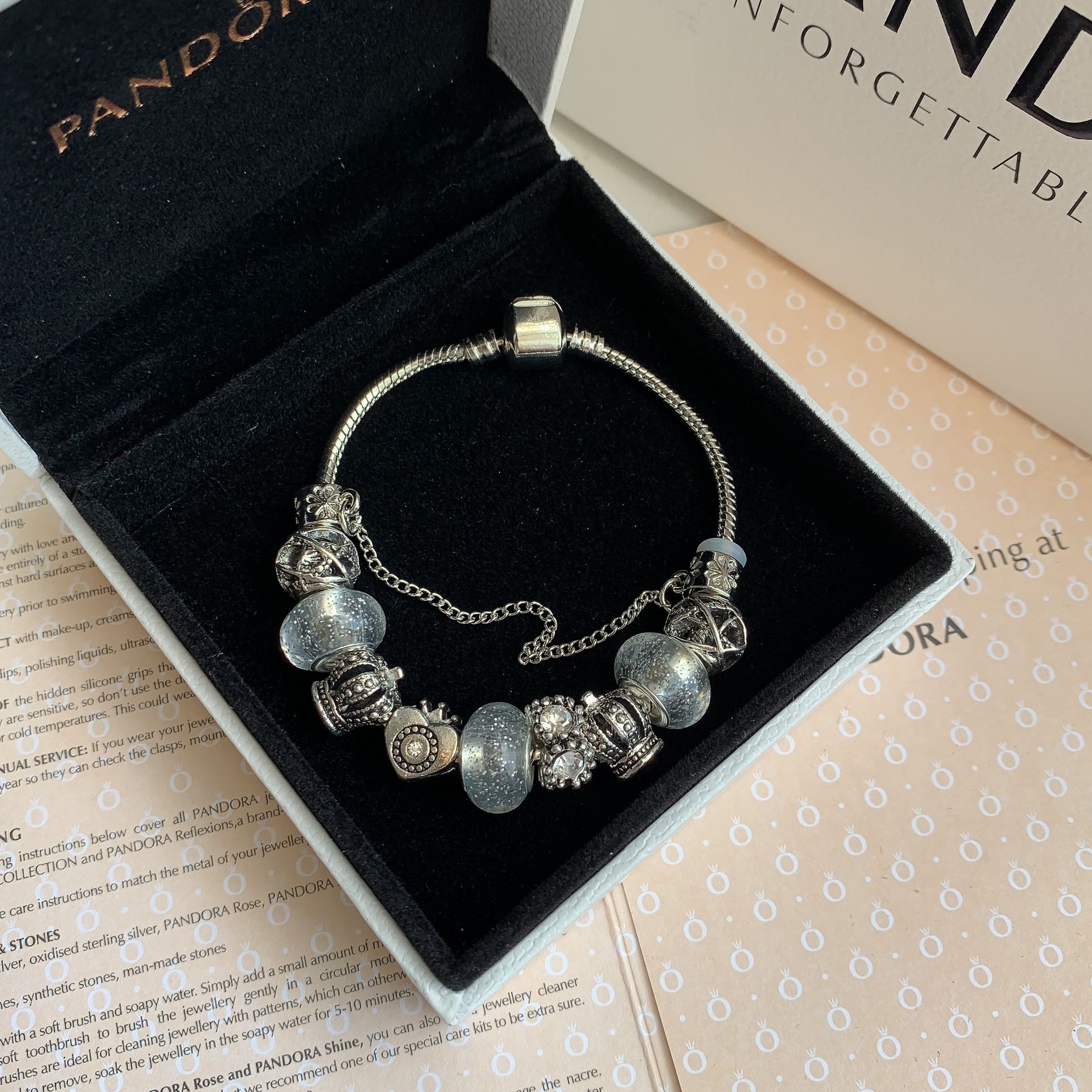 Vòng Tay Pandora Mix Charm Titan Không Gỉ Siêu Xinh Lắc Tay Vòng Tay Nữ Thời Trang