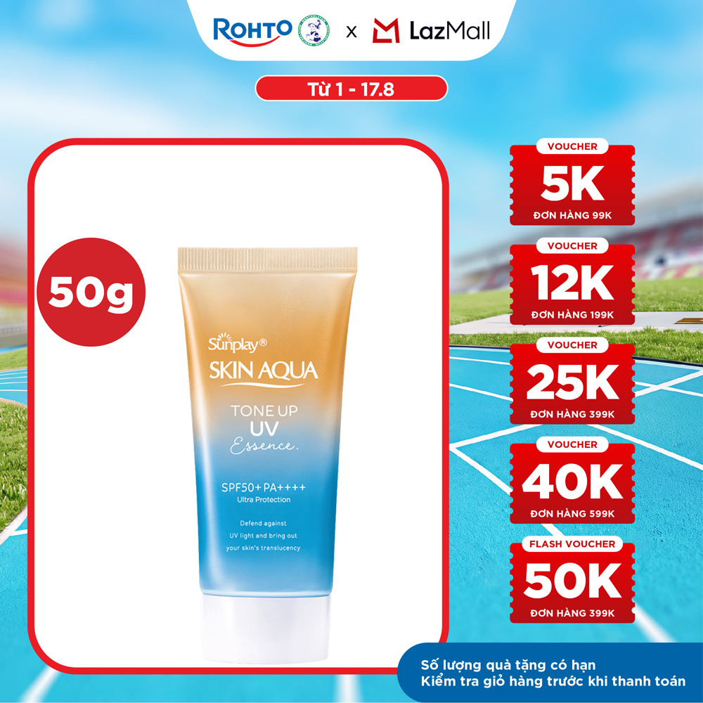 Kem chống nắng nâng tông Skin Aqua Tone up Latte Beige cho mọi tông da, dạng tinh chất Sunplay Skin Aqua Tone Up UV Essence Latte Beige SPF 50+ PA++++ 50g