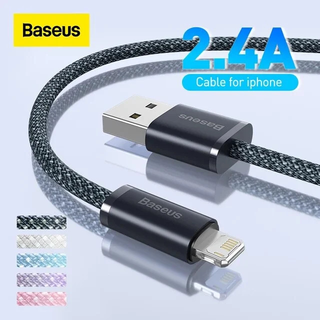 Cáp sạc Baseus Dynamic Series USB to Lightning dây sạc nhanh 2.4A cho iPhone iPad data tốc độ cao dây cáp sạc bọc dù dài 1m 2m