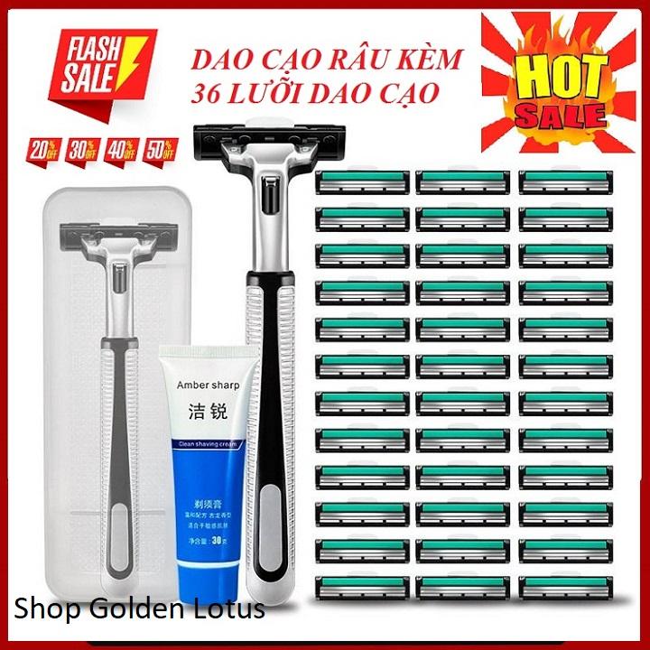 Combo Dao Cạo Râu Và Lưỡi Kép Giá Rẻ Cho Nam Giới ( 36 Lưỡi Dao Kép + 1 Bàn Cạo)-Set Dao Cạo Râu 36 Lưỡi