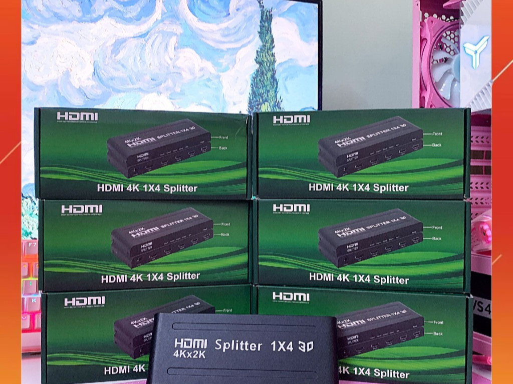 Bộ chia hdmi 1 ra 4 / 1 ra 2 màn hình mach dài xịn 4k full hd - hub hdmi 1 ra 4 hỗ trợ 3d mạch dài