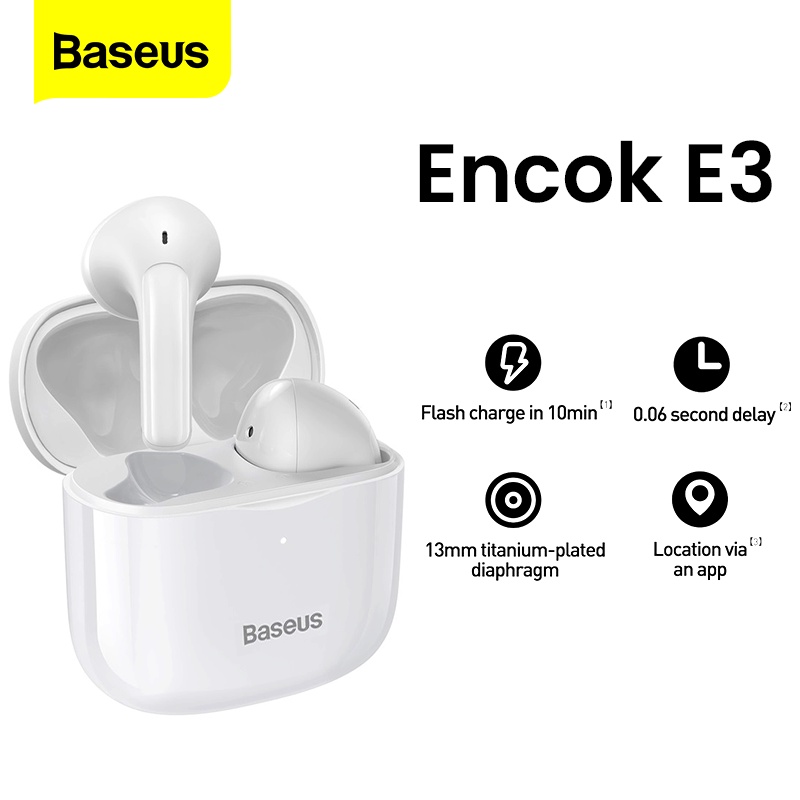Baseus E3 TWS Tai nghe không dây Bluetooth Tai nghe 5.0 True Wireless Earbuds cho iPhone13 Pro Max 12 Xiaomi Huawei Samsung