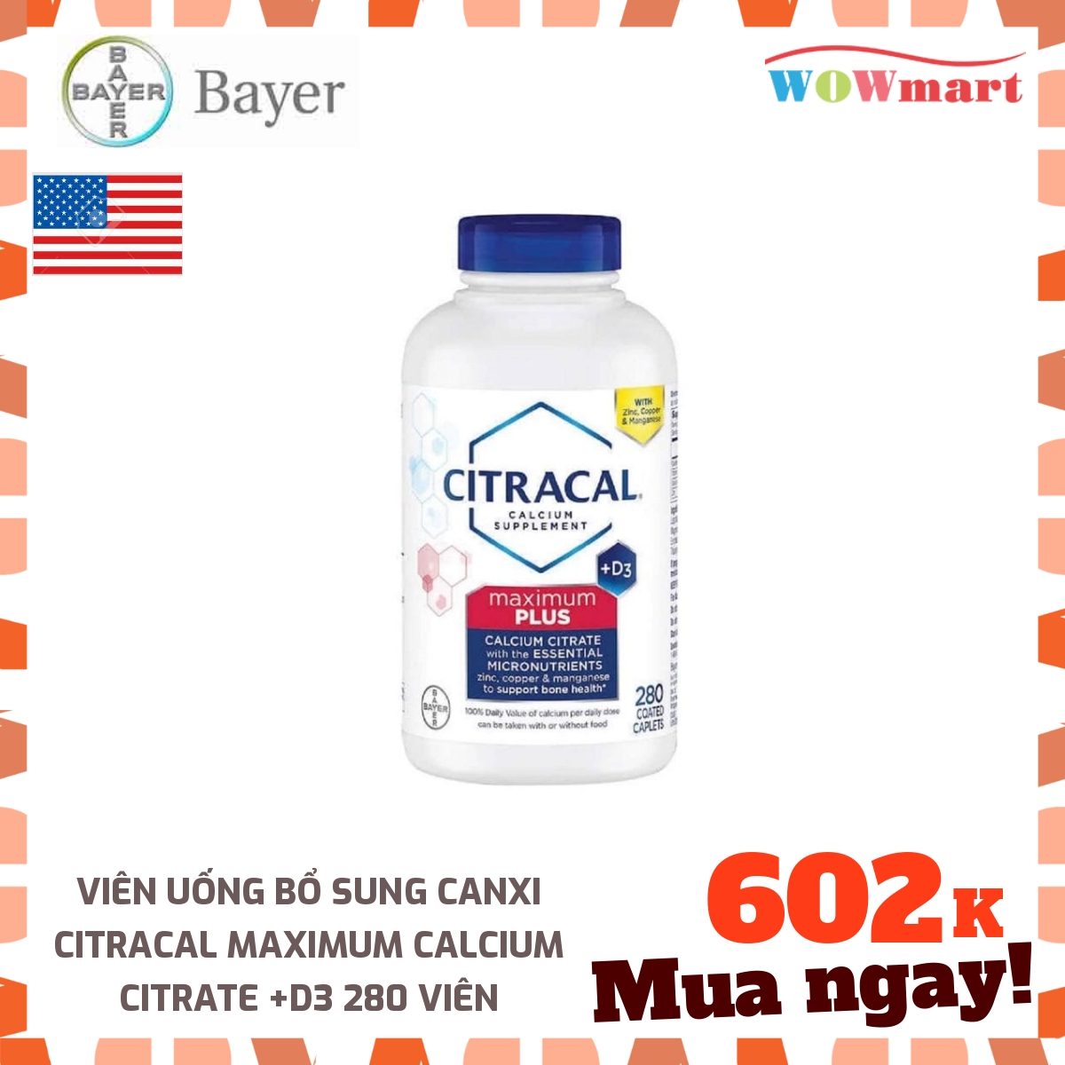 [HCM]Viên uống bổ sung Canxi Citracal Maximum Calcium Citrate +D3 280 viên - [MỸ]