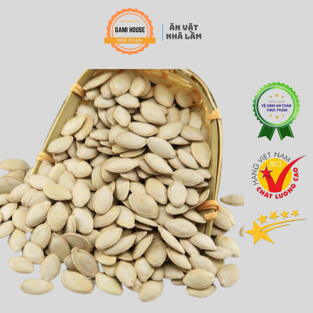 Hạt bí rang giòn sạch hạt to mẩy tròn đều hàng loại 1 - hũ 450g