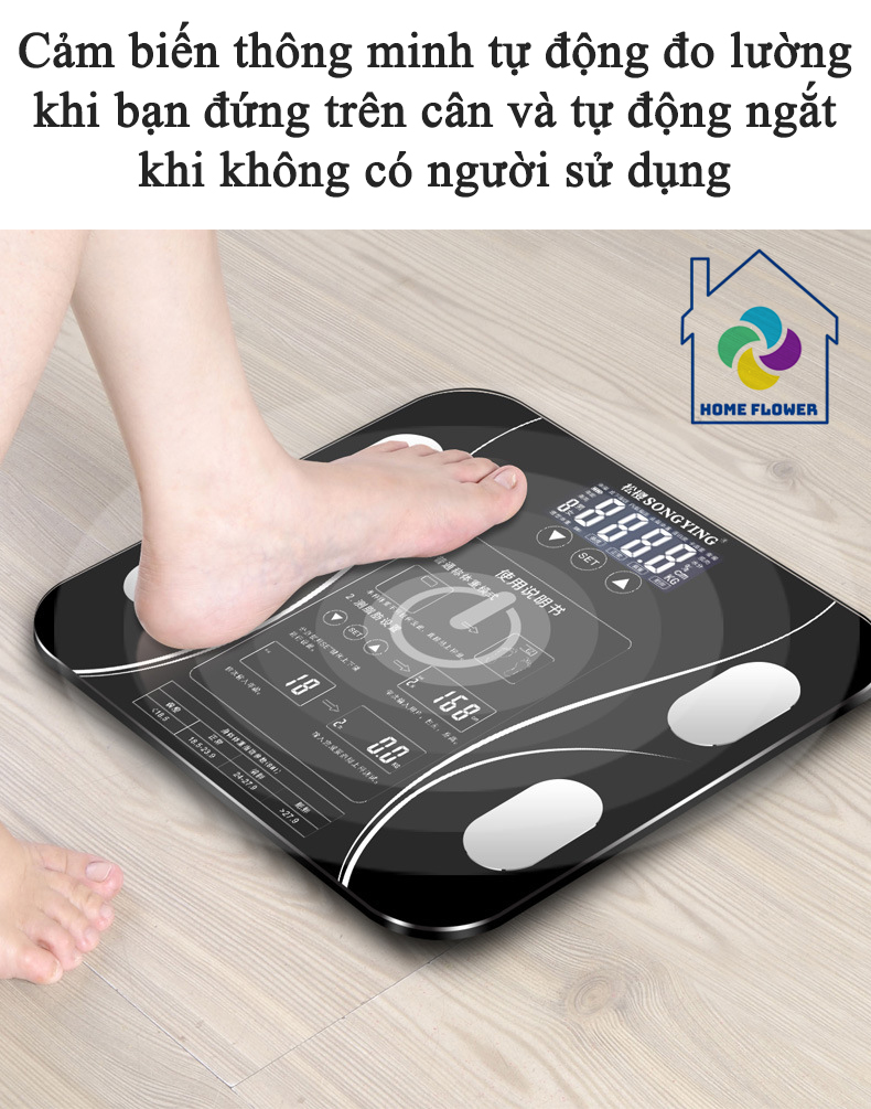 Cân Điện Tử Thông Minh đo lượng mỡ và nước trong cơ thể, tính chỉ số BMI