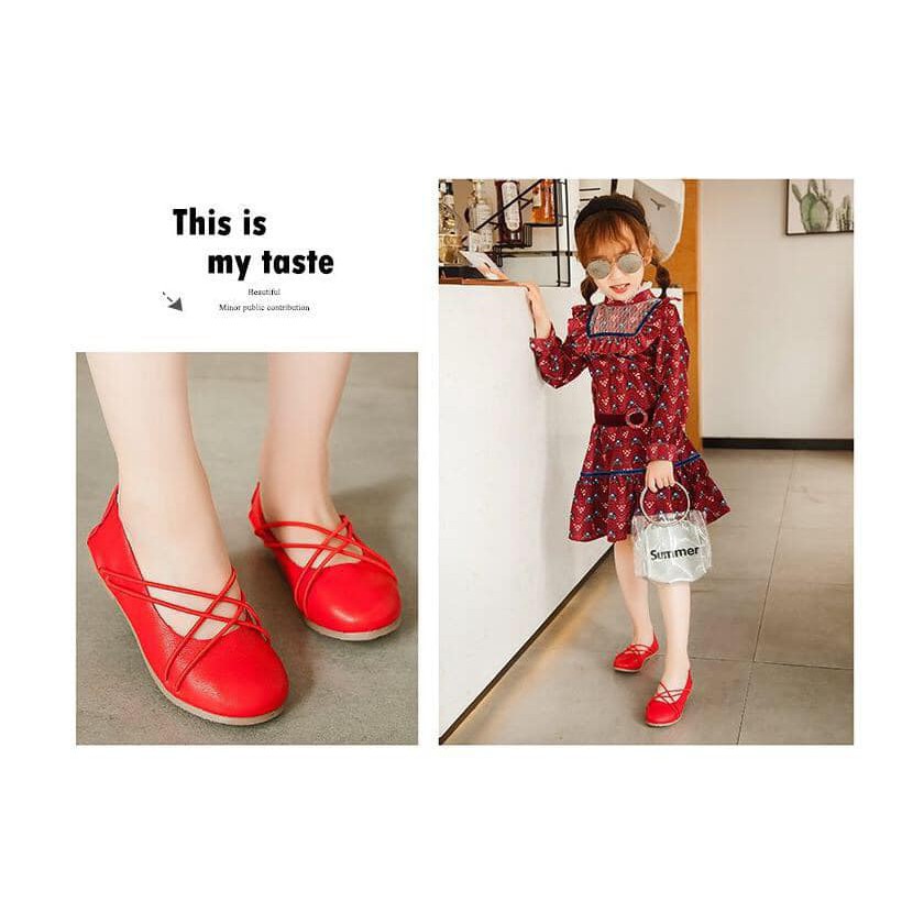 Giày búp bê đan dây bé gái dễ thương