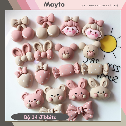 [HCM][GIẢM THÊM 10%] Set 14 Jibbitz, Sticker, Charm 3D chủ đề Vintage DIY nhựa cứng gắn Dép Crocs, Cross, Dép Sục, Cá Sấu - MayTo