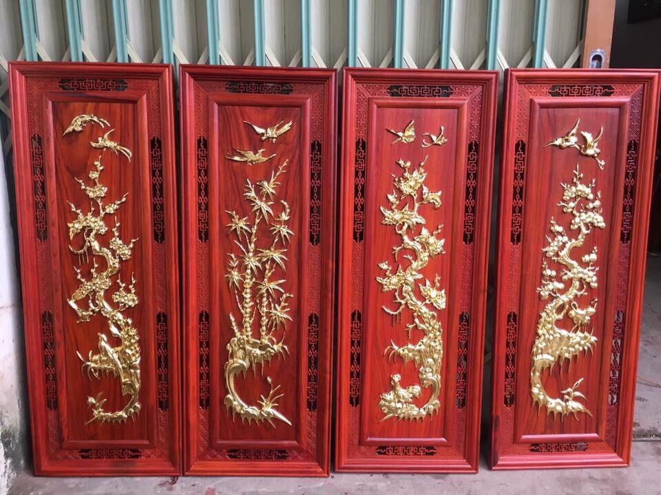 Bộ tranh gỗ hương tứ quý 37x108 x 3cm