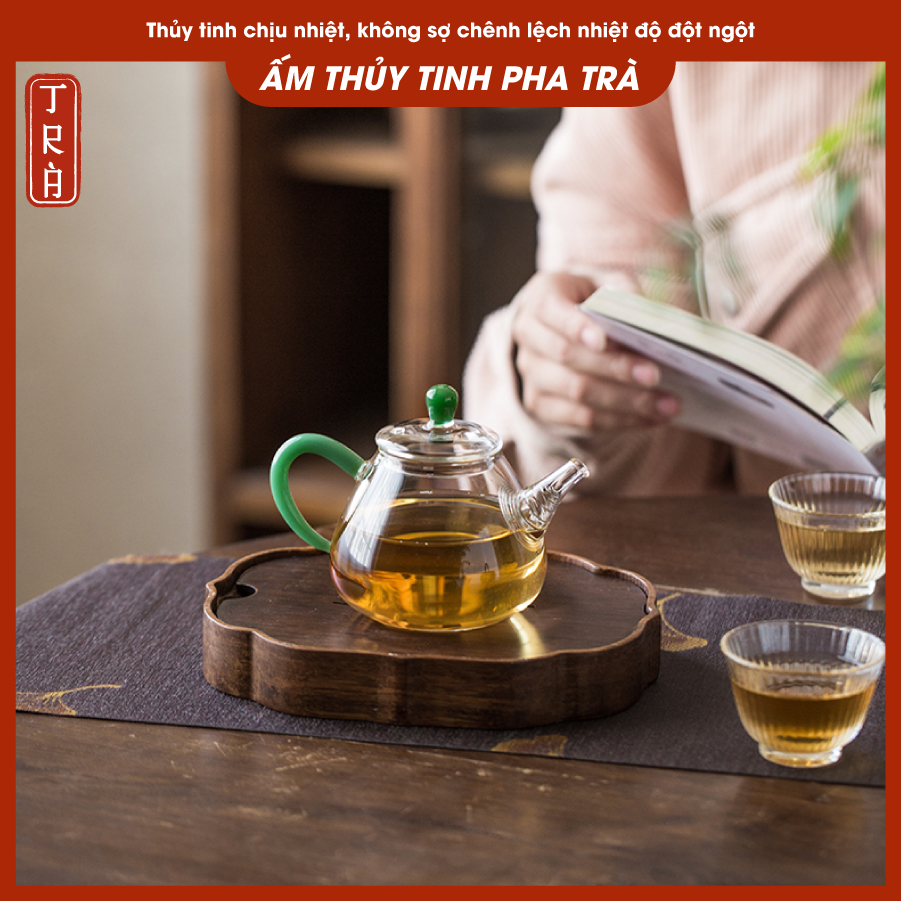 Ấm trà thủy tinh chịu nhiệt borosilicate cao cấp kiểu dáng tinh tế dung tích 245ml