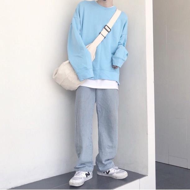 Áo sweater xanh biển cực eo😽 freeship