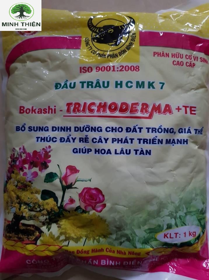 Phân hữu cơ vi sinh HCM K7 đầu trâu dạng viên gói 1kg