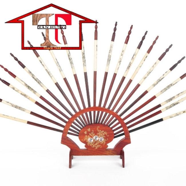 Bộ 10 đôi đũa thờ gỗ hương cao cấp