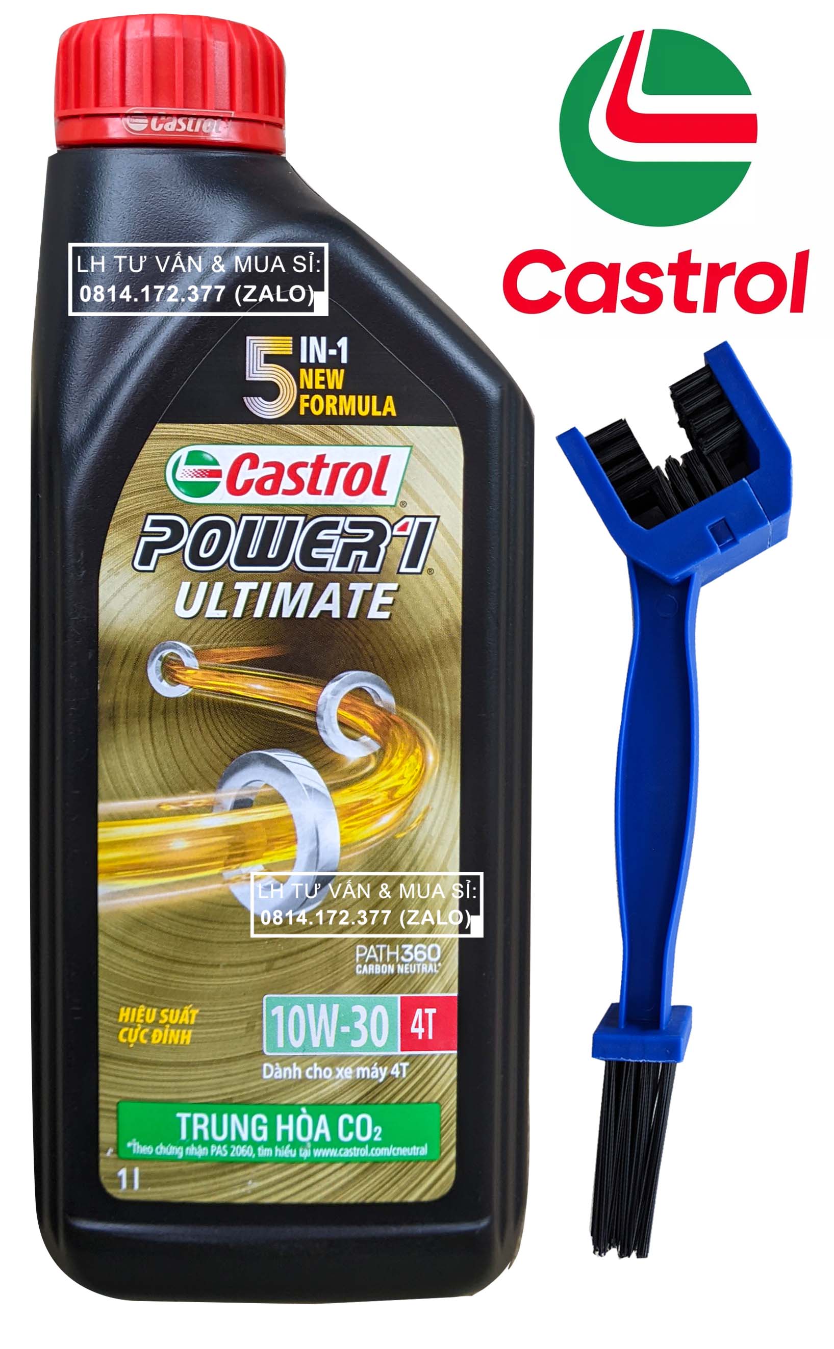 Dầu Nhớt Xe Số Castrol Power-1 Ultimate  10w30 1000ml (1L) + Tặng Cây Chà Sên 3D