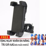 Giá Đỡ Điện Thoại gắn tay lái Xe Đạp Và Moto + Tặng khăn Phượt đa năng H140 (Xám)