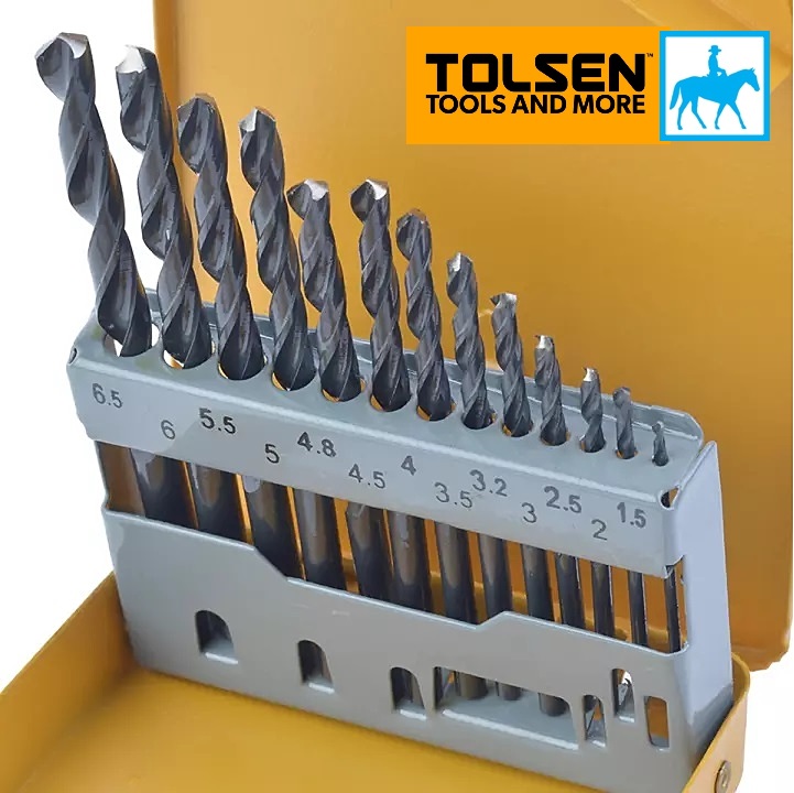 Bộ 13 mũi khoan kim loại sắt gỗ din338 hss tolsen 75080